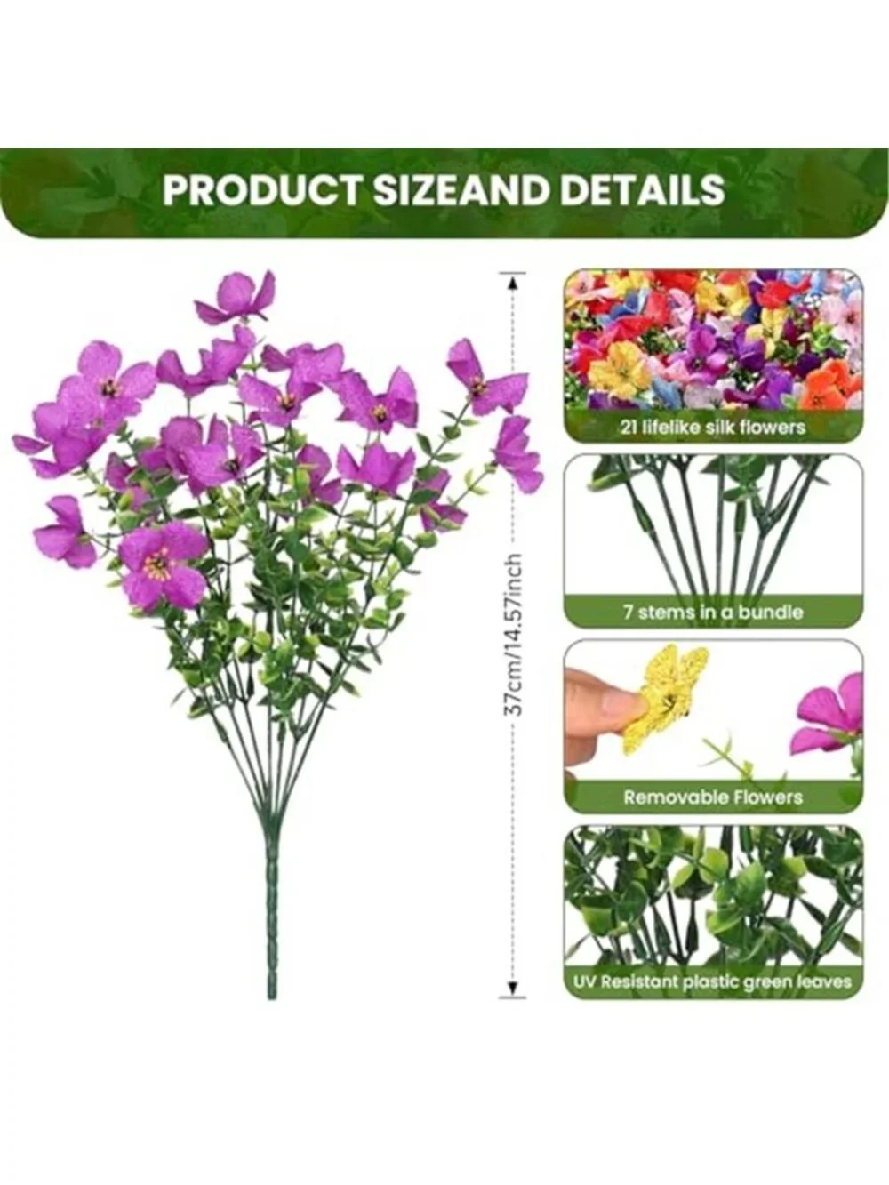 Artificial Flowers Outdoor Decor Fake Silk Daisies Eucalyptus UV Resistant 20pcs